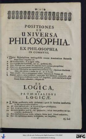 Positiones Ex Universa Philosophia.