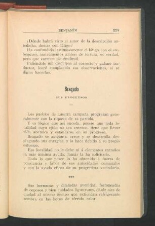 Bragado : Sus progresos