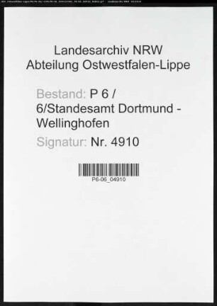 Sterberegister Standesamt Dortmund-Wellinghofen (XXI)