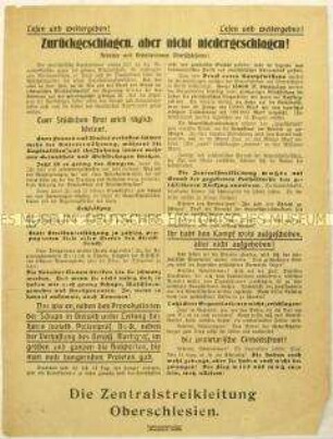 Flugblatt der Zentralstreikleitung Oberschlesien zum Bergarbeiterstreik