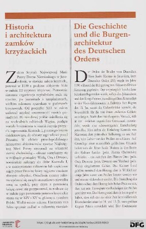 Historia i architektura zamków krzyżackich