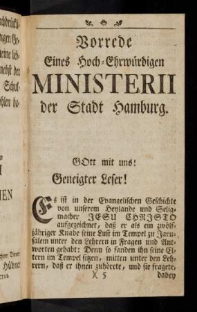 5r-7v, Vorrede eines Hoch-Ehrwuerdigen Ministerii der Stadt ...