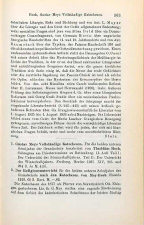 363-365 [Rezension] Mey, Gustav, Gustav Meys Vollständige Katechesen für die beiden unteren Schuljahre der Grundschule