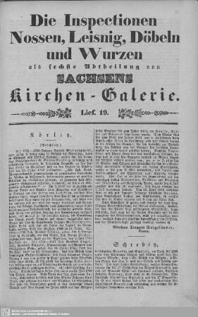 Körlitz, Schrebitz, Gallschütz, Dornreichenbach, Nitzschwitz : 19. Lieferung