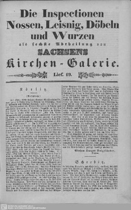 Körlitz, Schrebitz, Gallschütz, Dornreichenbach, Nitzschwitz : 19. Lieferung