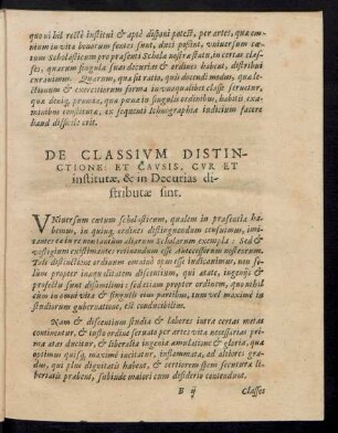 De Classium Distinctione. Et Causis, Cur Et institurae, & in Decurias distributae sint.