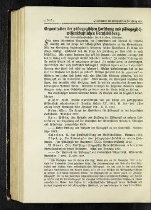 Organisation der pädagogischen Forschung und pädagogisch-wissenschaftlichen Berufsbildung