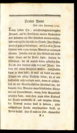 Dritter Brief. Den 2ten Hornung 1789.