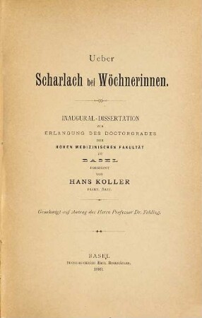 Ueber Scharlach bei Wöchnerinnen