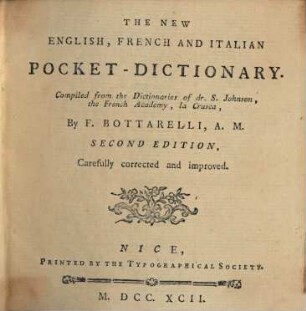 Nouveau Dictionnaire De Poche, François, Italien Et Anglois : Composé sur les Dictionnaires de l'Académie de France, de la Crusca, & du D. Johnson, 3