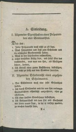 I. Allgemeine Eigenschaften eines Präparanden oder Seminaristen