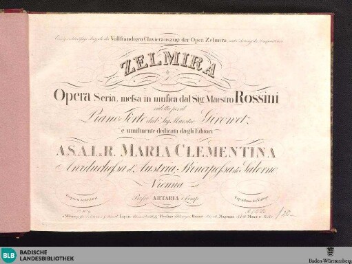Zelmira : opera seria
