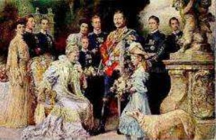 Wilhelm II. und Auguste Victoria im Kreise von neun Familienmitgliedern