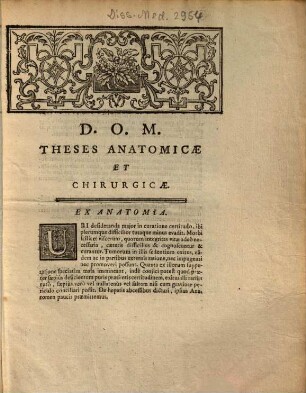 Theses anatomicae et chirurgicae