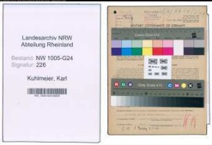 Entnazifizierung Karl Kuhlmeier , geb. 04.08.1897 (Bauleiter)