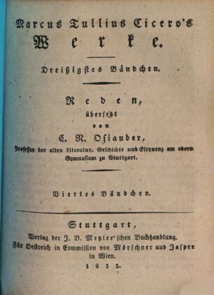 Marcus Tullius Ciceros Werke, 30. Reden ; 4. Bändchen