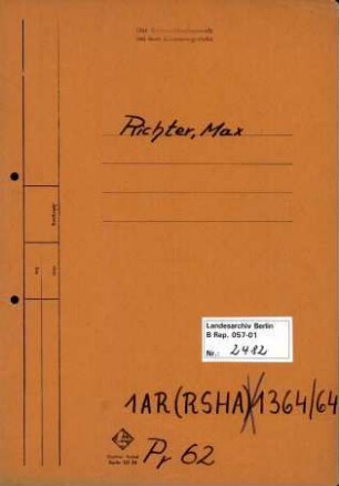 Personenheft Max Richter (*08.09.1909), Polizeisekretär