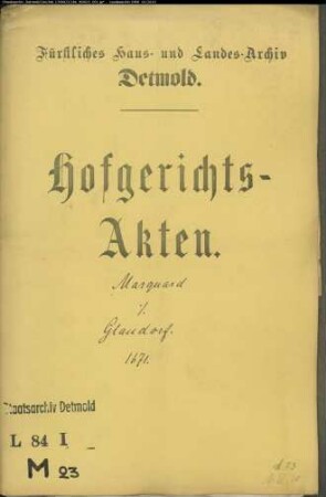 Marquard, Heinrich gegen Henrich Glandorfs Erben - Advokaturgebühr