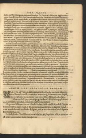 Argum. Libri Secundi Ad Uxorem
