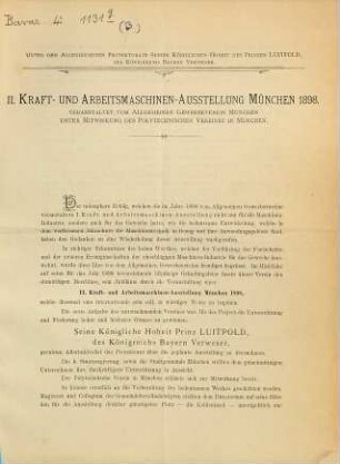 II. Kraft- und Arbeitsmaschinen-Ausstellung München 1898