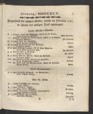 Hornung, MDCCXCV