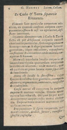 Ex Coelo & Terra separavit Elementa.
