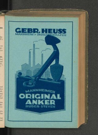 Gebr. Heuss Mannheim - Industriehafen Mannheimer Original Anker Ruder-Steven