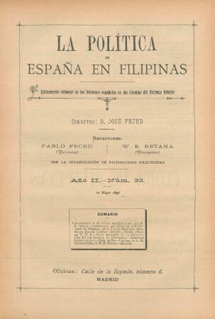 Núm. 33. 10 Mayo 1892