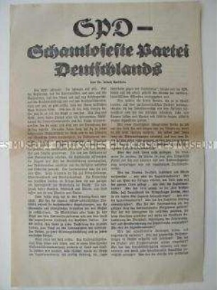 Nationalsozialistisches Wahlkampfflugblatt, das sich gegen die Sozialdemokratie wendet