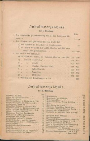 Inhaltsverzeichnis der II. Abteilung.