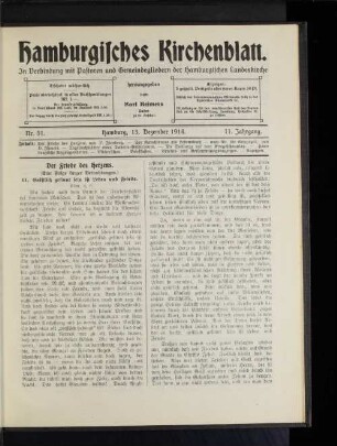 Nr. 51. Hamburg, 13. Dezember 1914. 11. Jahrgang.