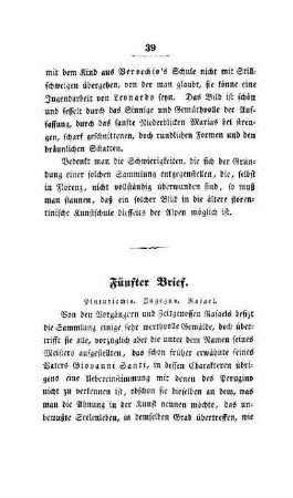 Fünfter Brief. Pinturiechio. Ingegno. Rafael