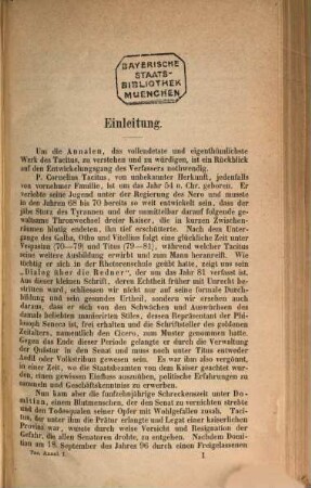 Die Annalen des Tacitus, 1. Buch I - VI
