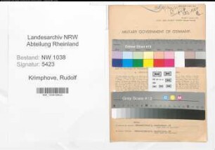 Entnazifizierung Rudolf Krimphove , geb. 11.08.1917 (Postbeamter)