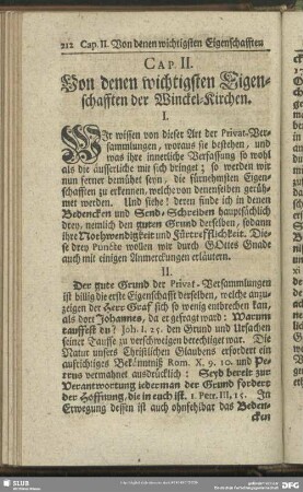 Cap. II. Von denen wichtigsten Eigenschafften der Winckel-Kirchen