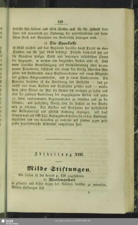 Abtheilung XIII. Milde Stiftungen