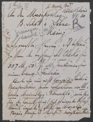 Brief an B. Schott's Söhne : 02.08.1930