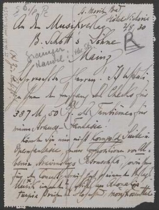 Brief an B. Schott's Söhne : 02.08.1930