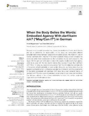 When the body belies the words: embodied agency with darf/kann ich? (“may/can I?”) in German