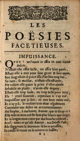 Les Poesies facetieuses par les beaux esprits de ce tems
