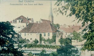 Trave mit Blick auf Blaues Haus und Peter-Paul-Kirche