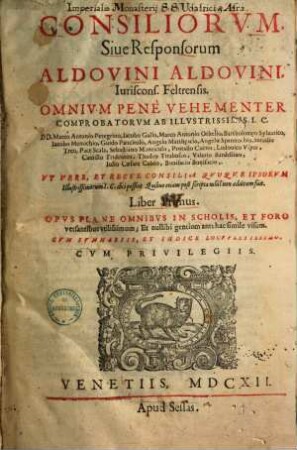 Consiliorum sive responsorum ... : liber primus