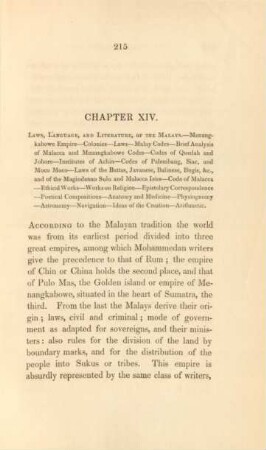 Chapter XIV. Laws, language, and literature, of the Malays ...