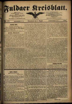 Ausgabe vom Samstag, den 04. August 1906.
