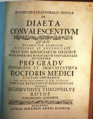 Diss. inaug. med. de diaeta convalescentium