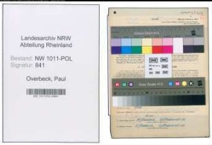 Entnazifizierung Paul Overbeck , geb. 14.12.1895 (Behoerdenangestellter)