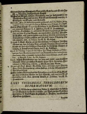 Libri Theologici Theologorum Reformatorum.