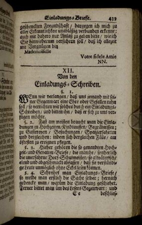 XII. Von den Einladungs-Schreiben.
