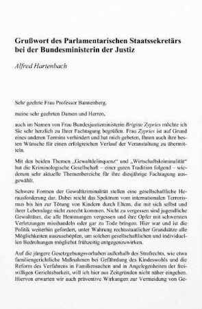 Grußwort des parlamentarischen Staatssekretärs