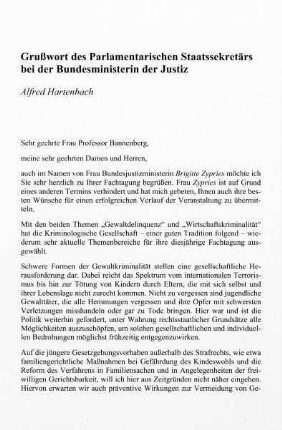 Grußwort des parlamentarischen Staatssekretärs